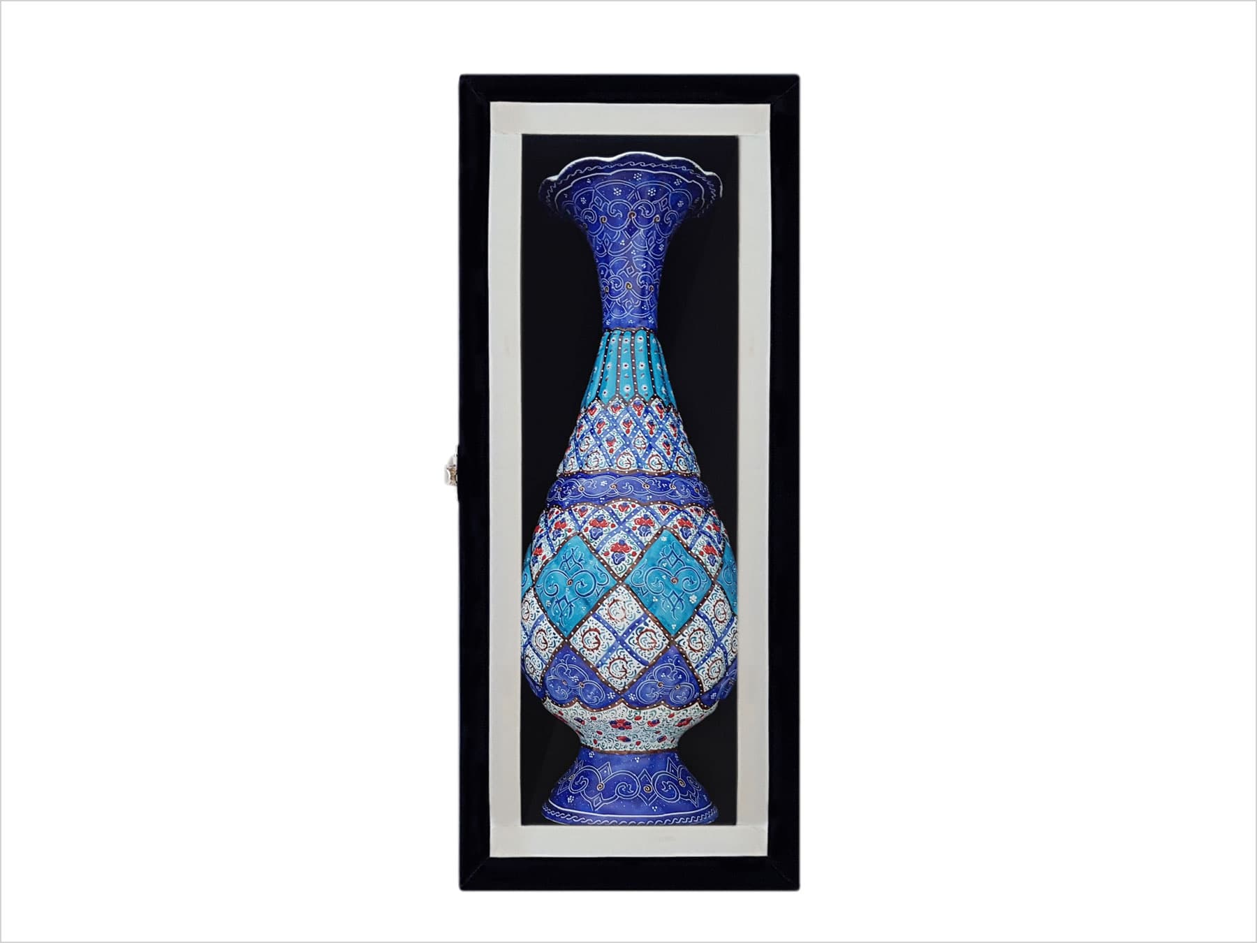 گلدان میناکاری اعلاء (۲۵ سانتی) - جعبه مخمل کادویی
