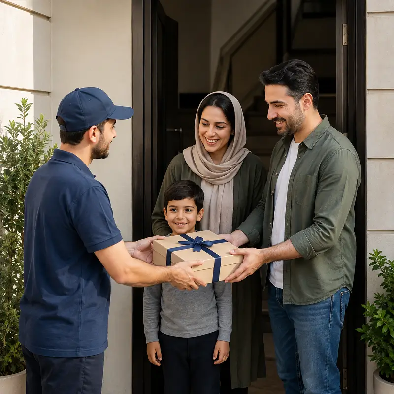 تحویل هدیه درب منزل در تبریز، برای مشتری از امارات